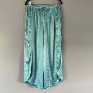 BB Dakota Satin‎ Teal Turquoise Wide Leg Lounge Pants Large